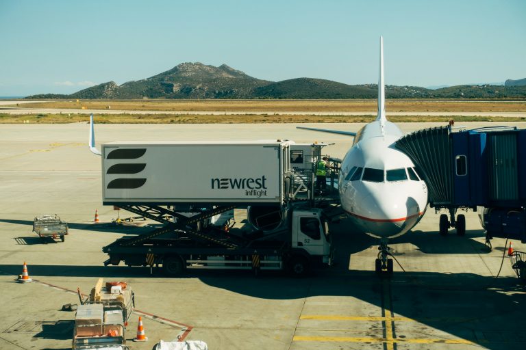 Air freight cargo being prepared for shipment